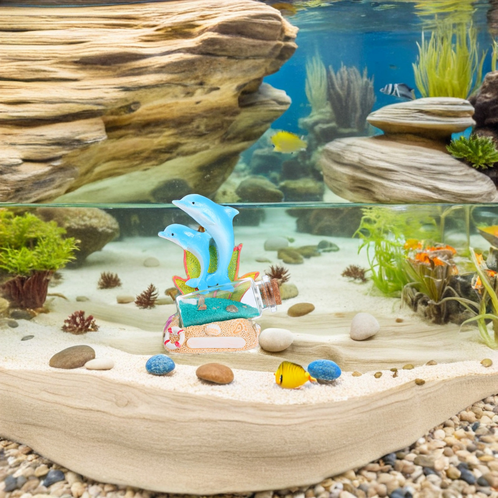 Aquarium Fish Dolphin - Scultura di Delfino in Resina, Bottiglia